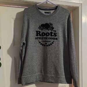 Roots Heather Gray Crewneck Sweatshirt with Black Logo